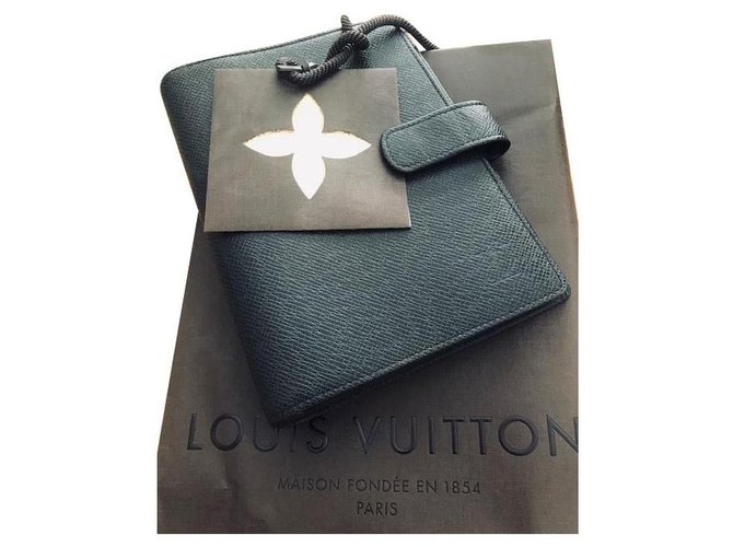 Louis Vuitton Agenda MM Cover Schwarz Leder  ref.219923