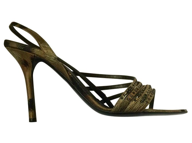 Valentino Garavani sandálias de cetim cravejadas Preto Bronze  ref.219924