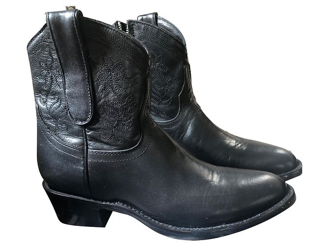 Mexicana Santiag rancheiro black cowhide