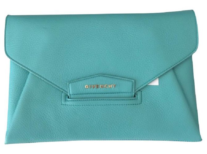 Pochette Givenchy Antigona Bleu Clair Cuir Turquoise ref.219979