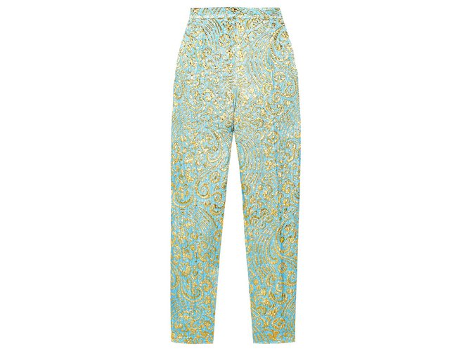Dolce & Gabbana 2K$ silk brocade pants Blue  ref.220010