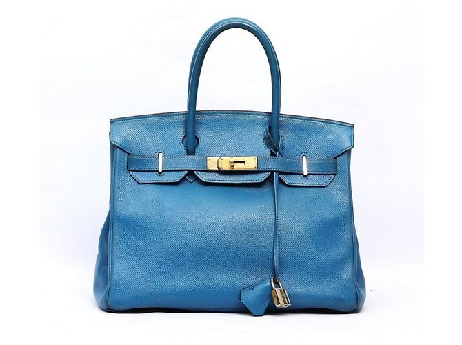 Bolsa de mão Hermès Birkin 30 em couro azul