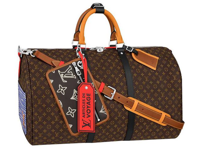 Louis Vuitton LV Keepall patchwork Marrom Couro  ref.220072