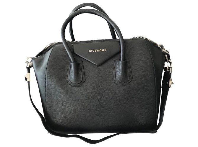 Bolsa de mão Antigona média de couro preto Givenchy  ref.220275