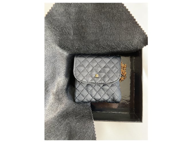 Chanel saco de embreagem Preto Algodão  ref.220369