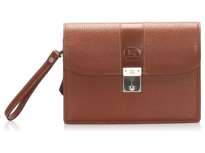 Burberry Brown Leather Clutch Bag Pony-style calfskin  ref.220400