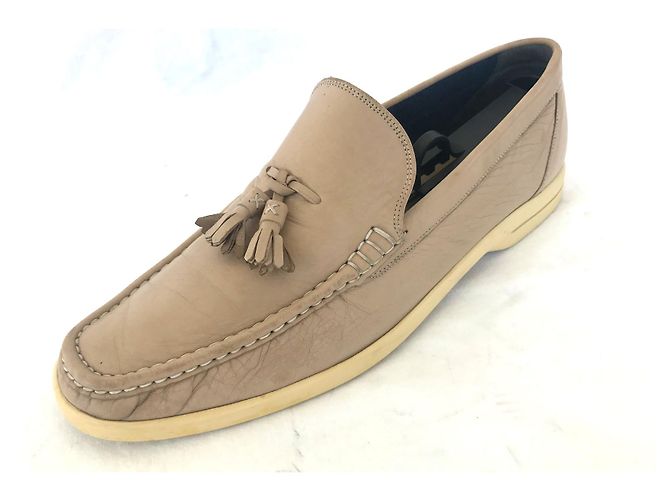 Mocassini Bally in pelle beige con nappa 