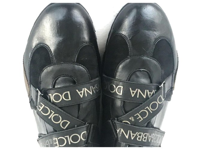 Dolce & Gabbana sneakers Suede Cuir Noir  ref.220543