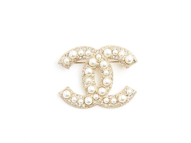 Chanel DIAMANTES E PÉROLAS DOURADOS CC