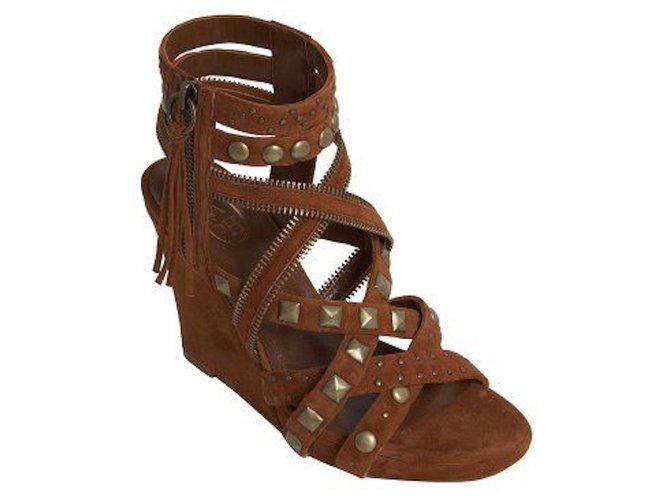 Ash studded gladiator wedge sandals Brown Suede  ref.220645