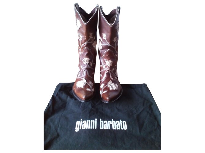 Autre Marque GIANNI BARBATO Leather Camperos - Texan Cowboy Boot Brown  ref.220694