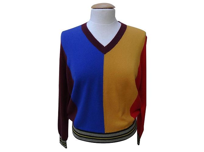 Suéter oversize Marni de cashmere e lã com decote em V Multicor
