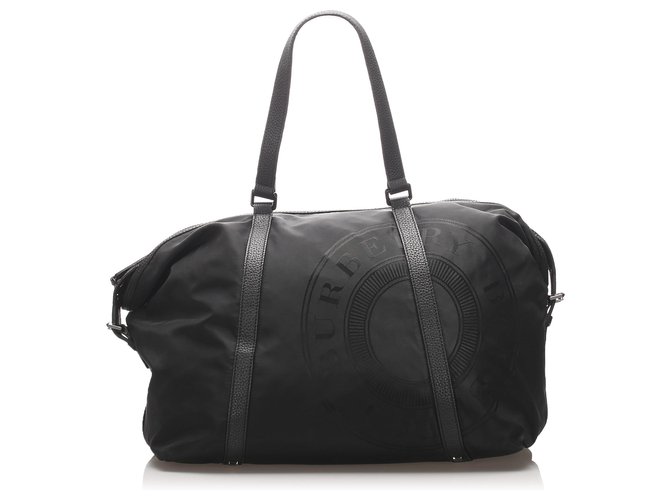 Burberry Black Nylon Travel Bag Leather Pony-style calfskin Cloth  ref.220785
