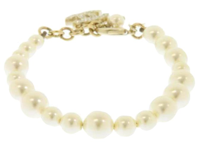Bracciale Chanel Gold CC con strass di perle finte D'oro Metallo  ref.220794
