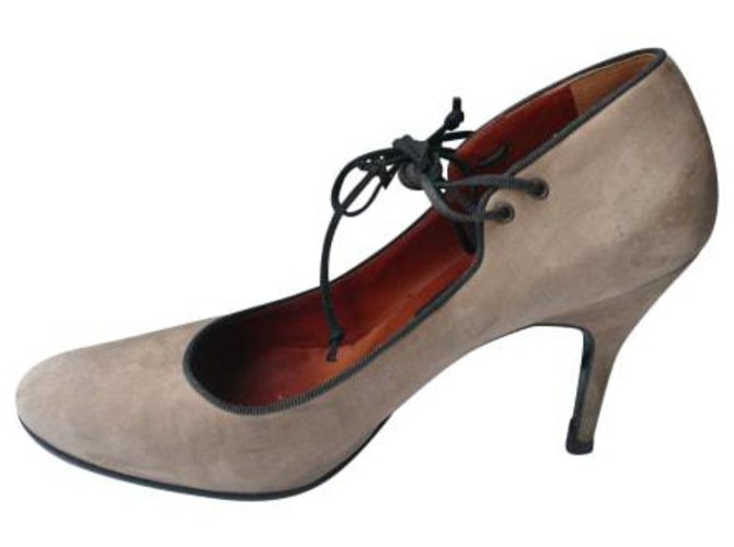 LANVIN Pumps suede effect leather Taupe T38,5 IT  ref.220963