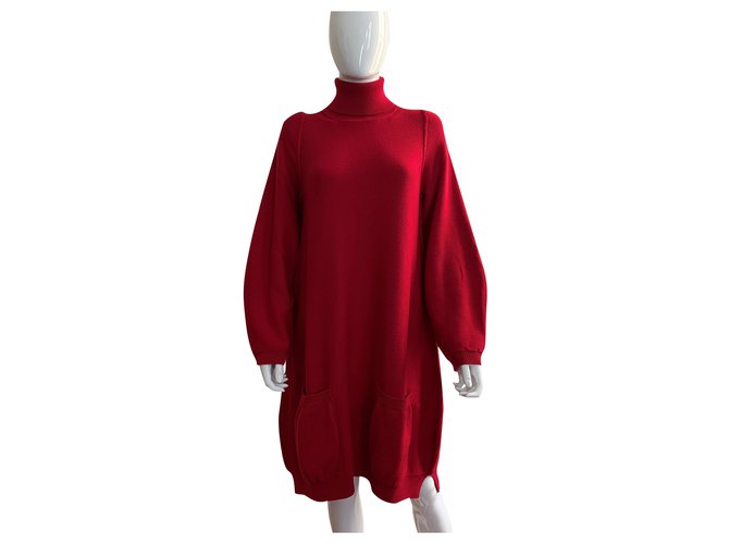 Pier Antonio Gaspari Vestido de punto de lana rojo Roja  ref.220988
