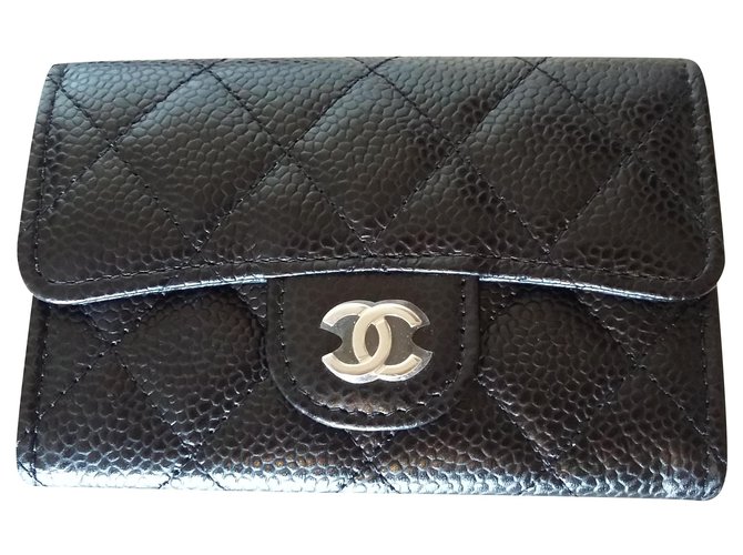 Chanel coin purse Black Leather  ref.221025