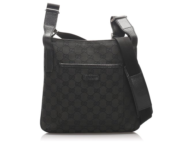 gucci black canvas crossbody bag