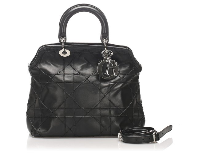 Dior Black Cannage Granville Leather Satchel Pony-style calfskin  ref.221071