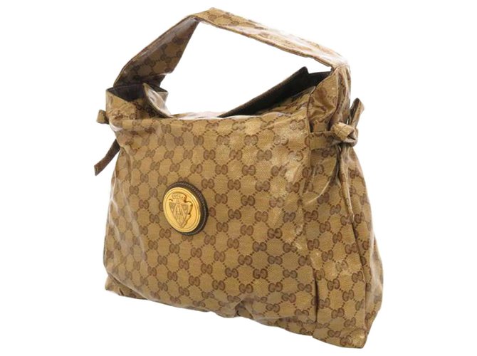 Gucci Brown GG Crystal Hysteria Tote Bag Plastique Marron Beige  ref.221081