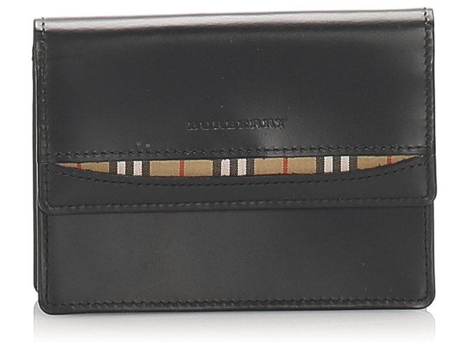 Burberry Black Brieftasche aus zweifach gefaltetem Leder Schwarz Mehrfarben Kalbähnliches Kalb  ref.221096