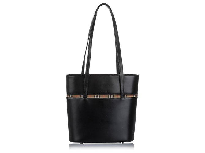 burberry black leather tote