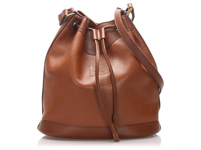 Burberry Brown Leather Bucket Bag Pony-style calfskin  ref.221111