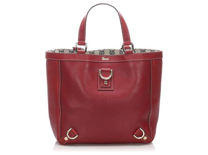 Gucci Sac cabas en cuir rouge avec anneau Abbey-D Veau façon poulain  ref.221179
