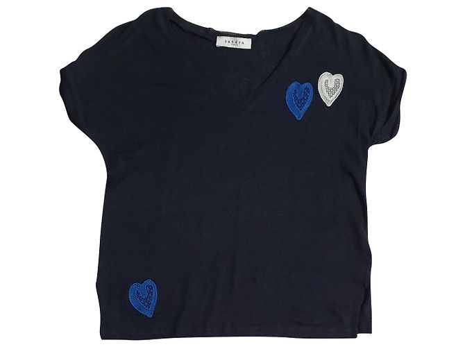 Top de linho Sandro Azul Multicor