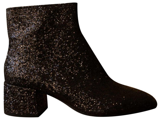 black sparkly ankle boots