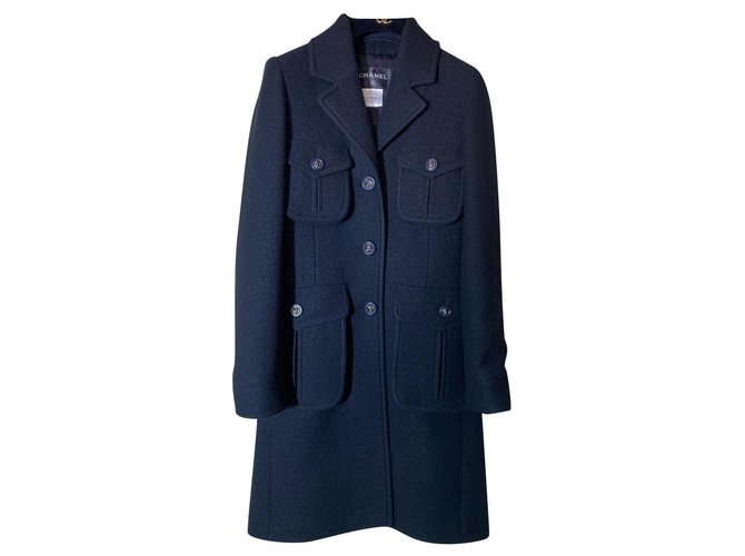 Chanel New 7K$ coat Black Wool  ref.221313
