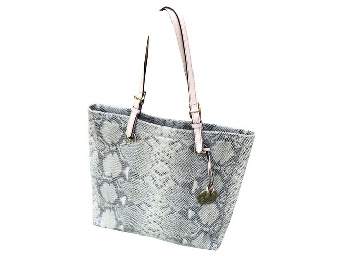 Michael Kors Python-effect leather tote Grey  ref.221331