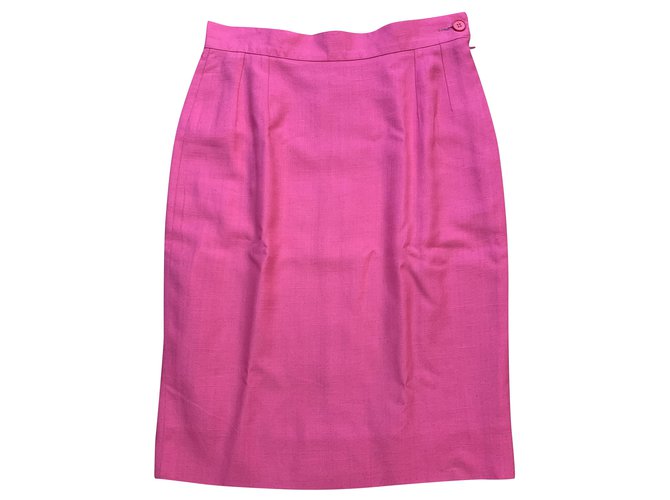 Yves Saint Laurent vintage straight skirt Pink Linen  ref.221352