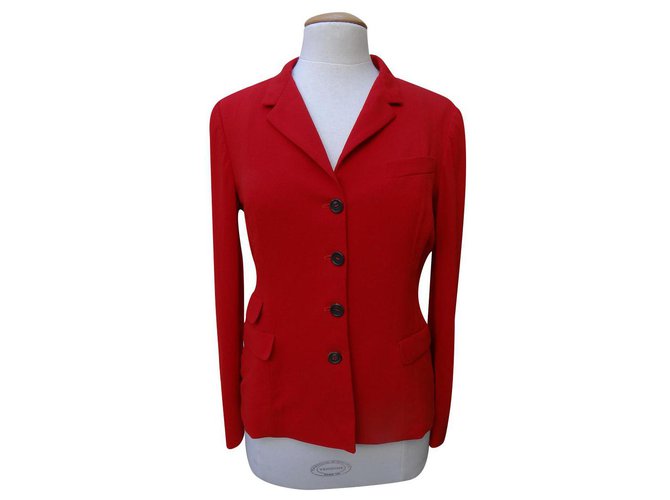 Prada Jackets Red Silk Wool  ref.221366