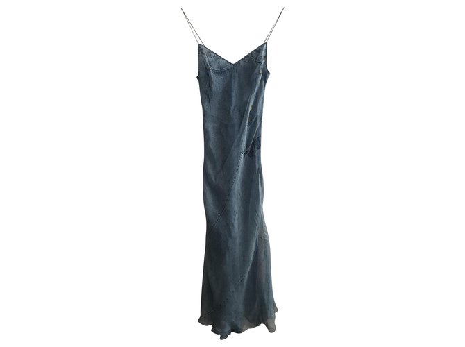 Dior Robes Soie Bleu  ref.221367