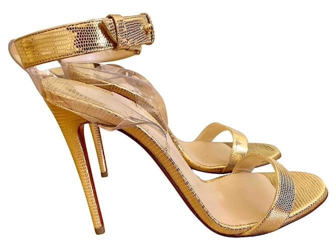 LEATHER SANDALS Christian Louboutin size 37 Golden  ref.221470