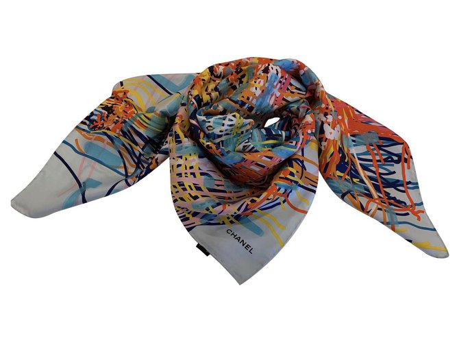 foulard CHANEL SOIE Multicolore  ref.221616
