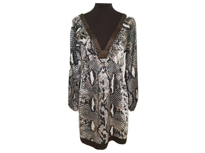 Joseph silk dress in snakeprint Brown Beige Cream  ref.221662