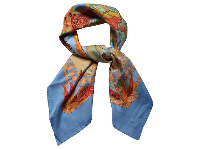 Lenço Hermès Amazonia de seda azul claro
