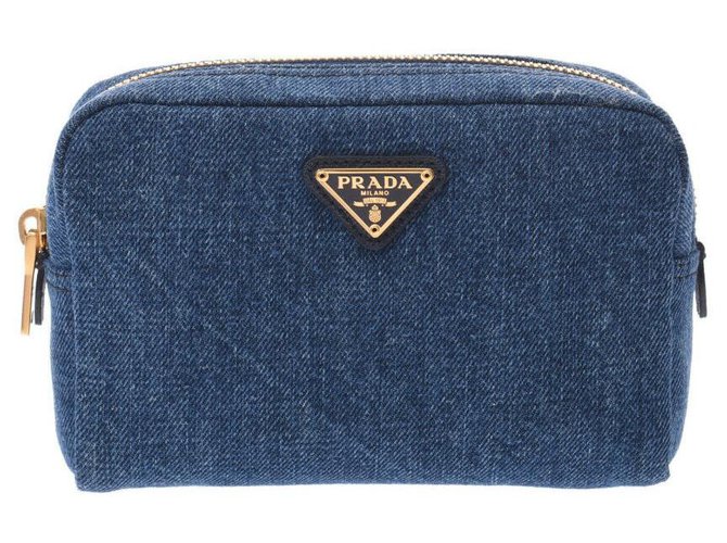 Prada Clutch Bag Blue Denim  ref.221721