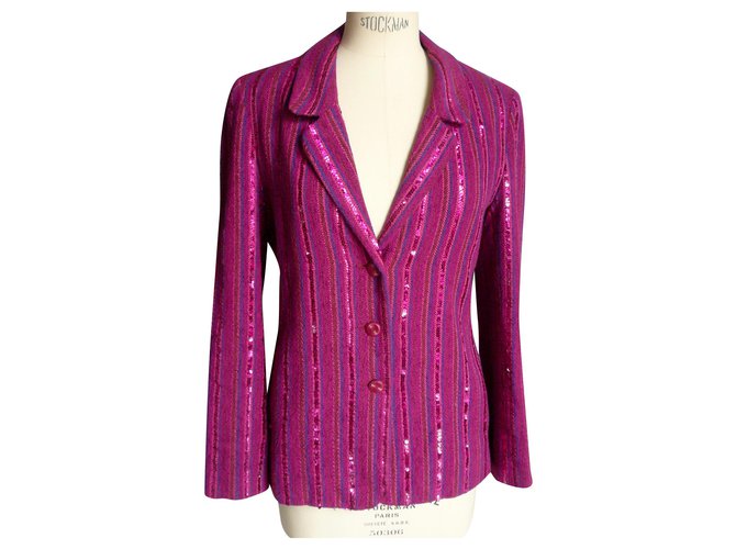 CHANEL Pink sequin sequin jacket T40 en good condition Cotton  ref.221731