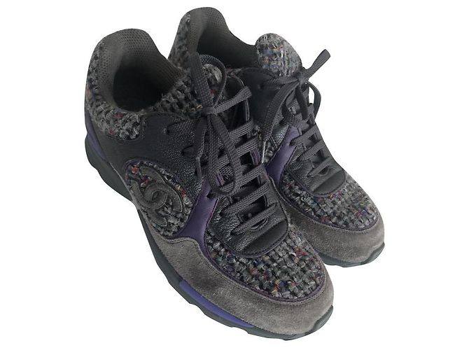 CHANEL TWEED SNEAKERS Anthrazitgrau