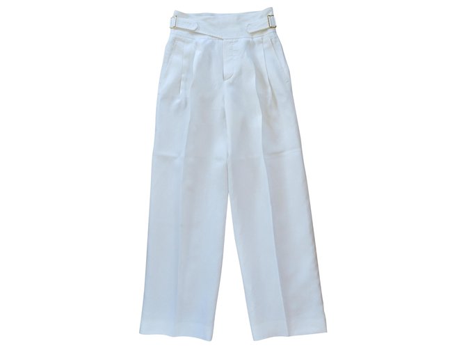 Chloé calça, leggings Branco Linho  ref.221784