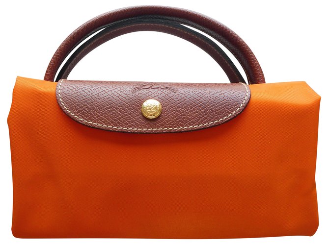 sac longchamp pliage taille L couleur orange Synthétique  ref.221799