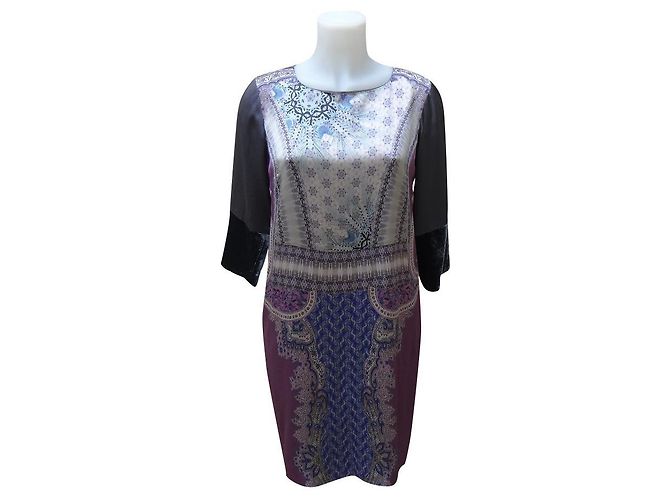Vestido Etro de seda e viscose com acabamentos em veludo Multicor