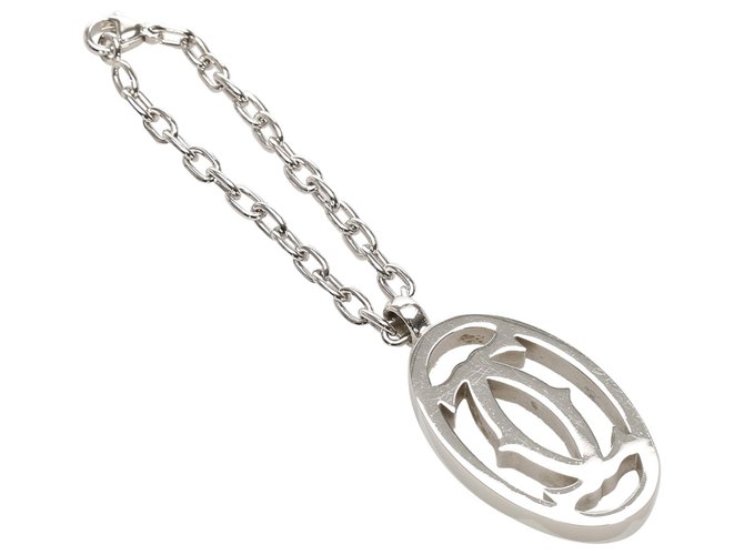 Cartier Silver Logo Charm Key Chain Silvery Metal  ref.221906