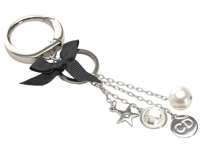 Porte-clés Dior Silver Charms Métal Noir Argenté  ref.221909