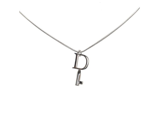 Dior Silver Key Pendant Necklace Silvery Metal  ref.221926