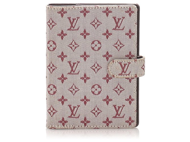 Louis Vuitton Red Monogram Mini Lin Small Ring Agenda Cloth Cloth  ref.221931