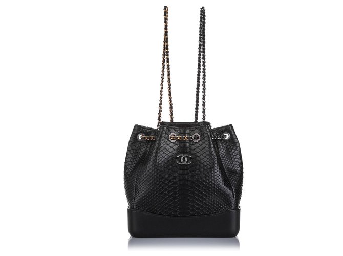 Chanel Black Gabrielle Python Backpack Leather Pony-style calfskin  ref.221934